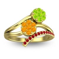 Citrine Fashion Ring In 14k Yellow Gold With Peridot And Ruby – Zubha Simple Ring