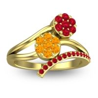 Citrine Fashion Ring In 14k Yellow Gold With Ruby – Zubha Simple Ring