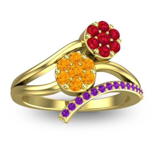 Simple Floral Pave Zubha Ring