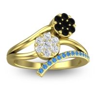 Lab Diamond Fashion Ring In 14k Yellow Gold With Black Onyx And Swiss Blue Topaz – Zubha Simple Ring