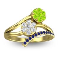 Lab Diamond Fashion Ring In 14k Yellow Gold With Peridot And Blue Sapphire – Zubha Simple Ring