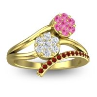 Lab Diamond Fashion Ring In 14k Yellow Gold With Pink Tourmaline And Garnet – Zubha Simple Ring