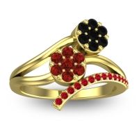 Garnet Fashion Ring In 14k Yellow Gold With Black Onyx And Ruby – Zubha Simple Ring