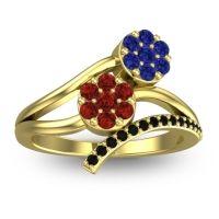 Garnet Fashion Ring In 14k Yellow Gold With Blue Sapphire And Black Onyx – Zubha Simple Ring