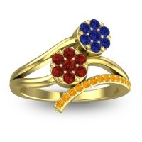 Garnet Fashion Ring In 14k Yellow Gold With Blue Sapphire And Citrine – Zubha Simple Ring