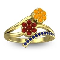 Garnet Fashion Ring In 14k Yellow Gold With Citrine And Blue Sapphire – Zubha Simple Ring