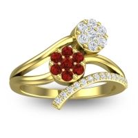 Garnet Fashion Ring In 14k Yellow Gold With Lab Diamond – Zubha Simple Ring