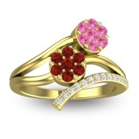 Garnet Fashion Ring In 14k Yellow Gold With Pink Tourmaline And Diamond – Zubha Simple Ring