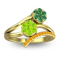 Peridot Fashion Ring In 14k Yellow Gold With Emerald And Citrine – Zubha Simple Ring