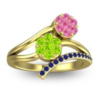 Peridot Fashion Ring In 14k Yellow Gold With Pink Tourmaline And Blue Sapphire – Zubha Simple Ring