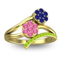 Pink Tourmaline Fashion Ring In 14k Yellow Gold With Blue Sapphire And Peridot – Zubha Simple Ring