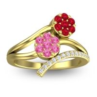 Pink Tourmaline Fashion Ring In 14k Yellow Gold With Ruby And Lab Diamond – Zubha Simple Ring