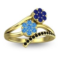 Swiss Blue Topaz Fashion Ring In 14k Yellow Gold With Blue Sapphire And Black Onyx – Zubha Simple Ring