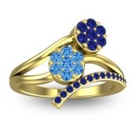 Swiss Blue Topaz Fashion Ring In 14k Yellow Gold With Blue Sapphire – Zubha Simple Ring