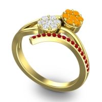 Simple Floral Pave Zubha Ring