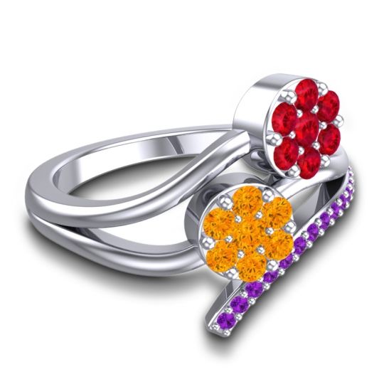 Simple Floral Pave Zubha Ring