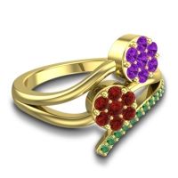 Simple Floral Pave Zubha Ring