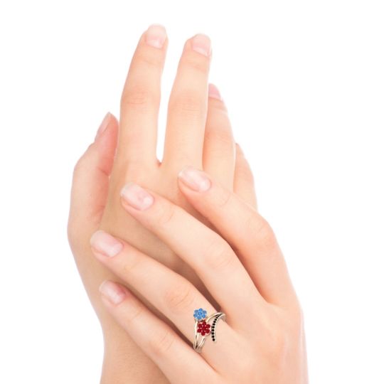 Simple Floral Pave Zubha Ring