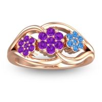 Amethyst Fashion Ring In 18K Rose Gold With Swiss Blue Topaz – Arama Simple Ring
