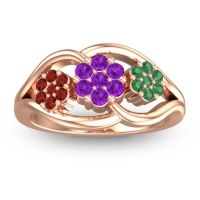 Amethyst Fashion Ring In 14K Rose Gold With Garnet And Emerald – Arama Simple Ring