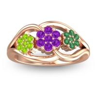 Amethyst Fashion Ring In 14K Rose Gold With Peridot And Emerald – Arama Simple Ring