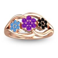 Amethyst Fashion Ring In 18K Rose Gold With Swiss Blue Topaz And Black Onyx – Arama Simple Ring
