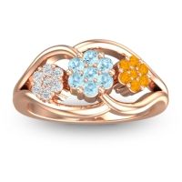 Aquamarine Fashion Ring In 14K Rose Gold With Diamond And Citrine – Arama Simple Ring