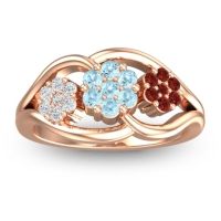Aquamarine Fashion Ring In 14K Rose Gold With Diamond And Garnet – Arama Simple Ring