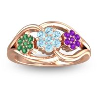 Aquamarine Fashion Ring In 14K Rose Gold With Emerald And Amethyst – Arama Simple Ring