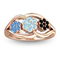 Aquamarine Fashion Ring In 18K Rose Gold With Swiss Blue Topaz And Black Onyx – Arama Simple Ring
