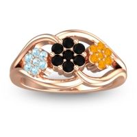 Black Onyx Fashion Ring In 18K Rose Gold With Aquamarine And Citrine – Arama Simple Ring
