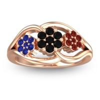 Black Onyx Fashion Ring In 18K Rose Gold With Blue Sapphire And Garnet – Arama Simple Ring