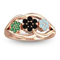 Black Onyx Fashion Ring In 14K Rose Gold With Emerald And Aquamarine – Arama Simple Ring