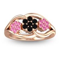Black Onyx Fashion Ring In 18K Rose Gold With Pink Tourmaline – Arama Simple Ring