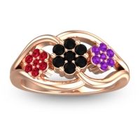 Black Onyx Fashion Ring In 18K Rose Gold With Ruby And Amethyst – Arama Simple Ring