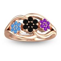 Black Onyx Fashion Ring In 18K Rose Gold With Swiss Blue Topaz And Amethyst – Arama Simple Ring