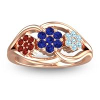 Blue Sapphire Fashion Ring In 14K Rose Gold With Garnet And Aquamarine – Arama Simple Ring