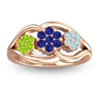 Blue Sapphire Fashion Ring In 14K Rose Gold With Peridot And Aquamarine – Arama Simple Ring