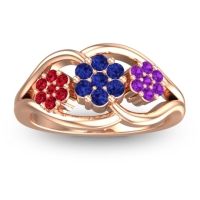 Blue Sapphire Fashion Ring In 14K Rose Gold With Ruby And Amethyst – Arama Simple Ring