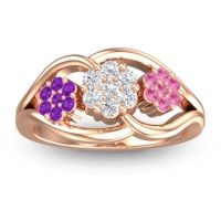 Diamond Fashion Ring In 14K Rose Gold With Amethyst And Pink Tourmaline – Arama Simple Ring
