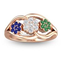 Lab Diamond Fashion Ring In 14K Rose Gold With Blue Sapphire And Emerald – Arama Simple Ring