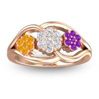 Diamond Fashion Ring In 14K Rose Gold With Citrine And Amethyst – Arama Simple Ring