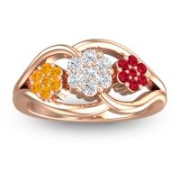 Diamond Fashion Ring In 14K Rose Gold With Citrine And Ruby – Arama Simple Ring