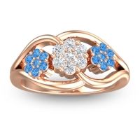 Diamond Fashion Ring In 14K Rose Gold With Swiss Blue Topaz – Arama Simple Ring