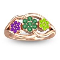 Emerald Fashion Ring In 14K Rose Gold With Amethyst And Peridot – Arama Simple Ring