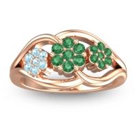 Emerald Fashion Ring In 14K Rose Gold With Aquamarine – Arama Simple Ring