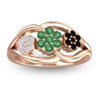 Emerald Fashion Ring In 14K Rose Gold With Diamond And Black Onyx – Arama Simple Ring