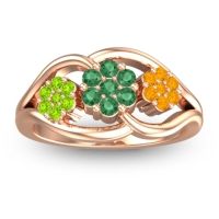 Emerald Fashion Ring In 14K Rose Gold With Peridot And Citrine – Arama Simple Ring