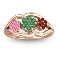 Emerald Fashion Ring In 14K Rose Gold With Pink Tourmaline And Garnet – Arama Simple Ring