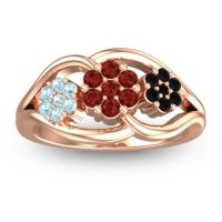 Garnet Fashion Ring In 18K Rose Gold With Aquamarine And Black Onyx – Arama Simple Ring